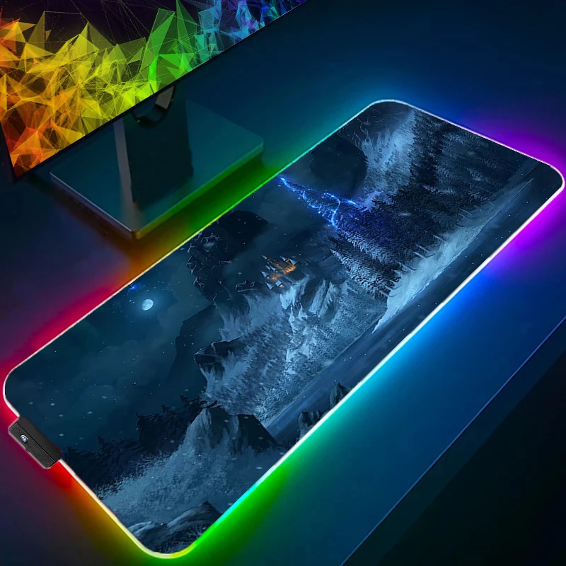 

RGB Mouse Pad Game Rubber Mini Pc Keyboard Laptop Computer Speed LED Desk Mat Gaming Acessories Dark Castle Mousepad