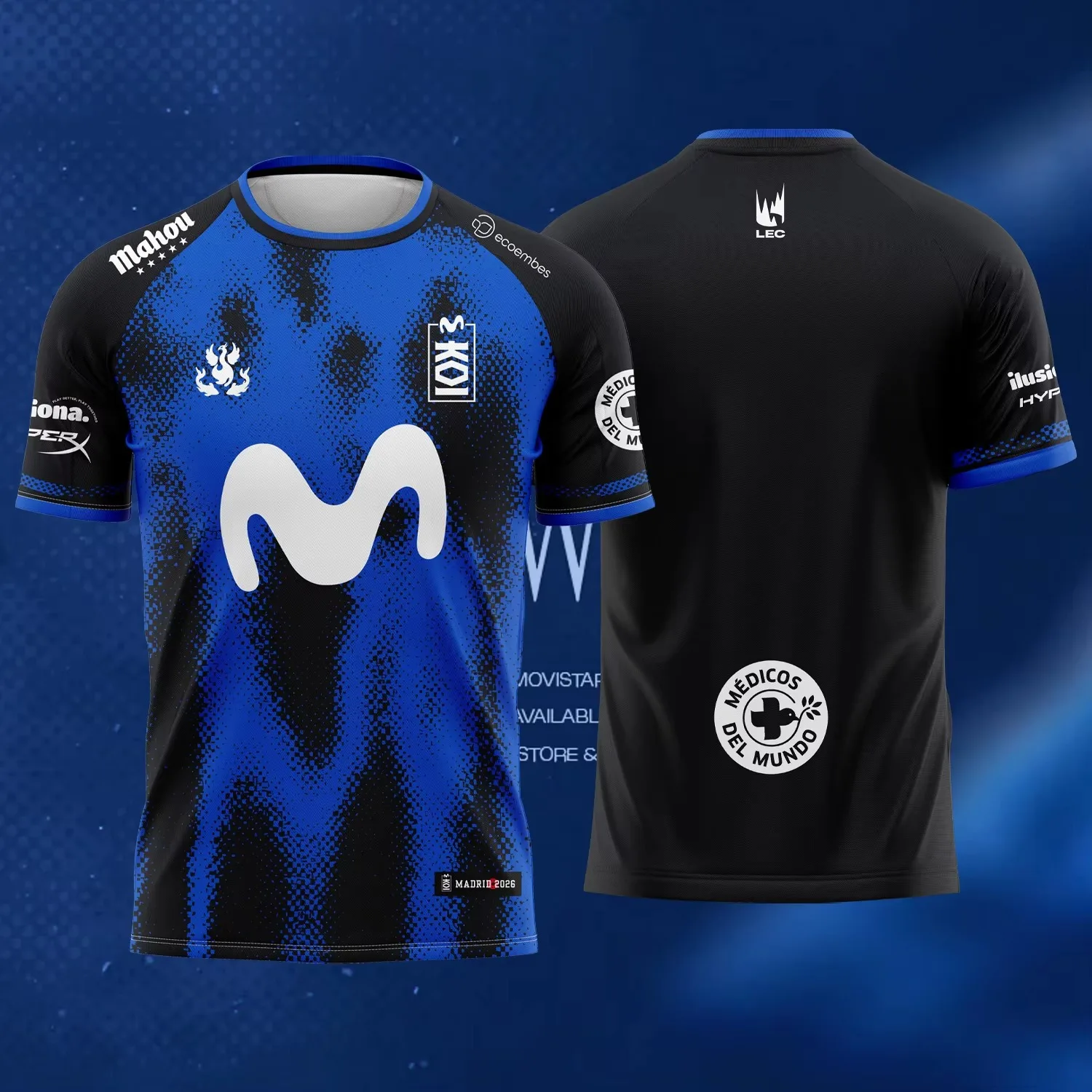 New Hot Blue MKOI Esports Team Jersey Casual Short Sleeve for Gaming Enthusiasts Top Suitable for Adults and Children