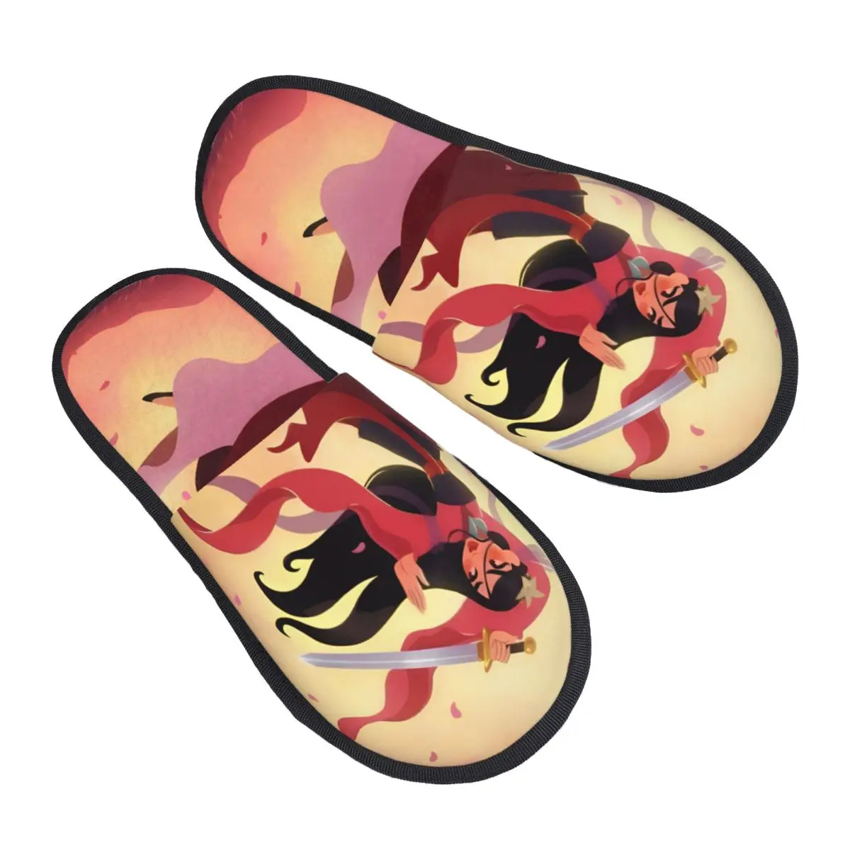 

Custom Print Women Mulan House Slippers Cozy Warm Princess Cartoon Memory Foam Fluffy Slipper Indoor Outdoor Shoes