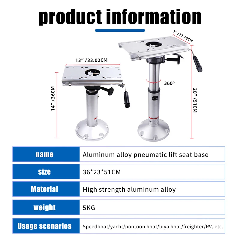 Marine Grade Aluminum Alloy Corrosion Rust-Resistant High-Load Bearing Pneumatic Lifting