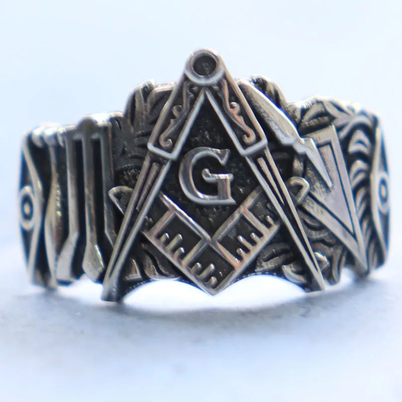 10 جرام ميسون رجل خاتم الذهب رجالي الفن الديني الإغاثة 925 الصلبة الفضة الاسترليني أحجام مختلفة 9-13