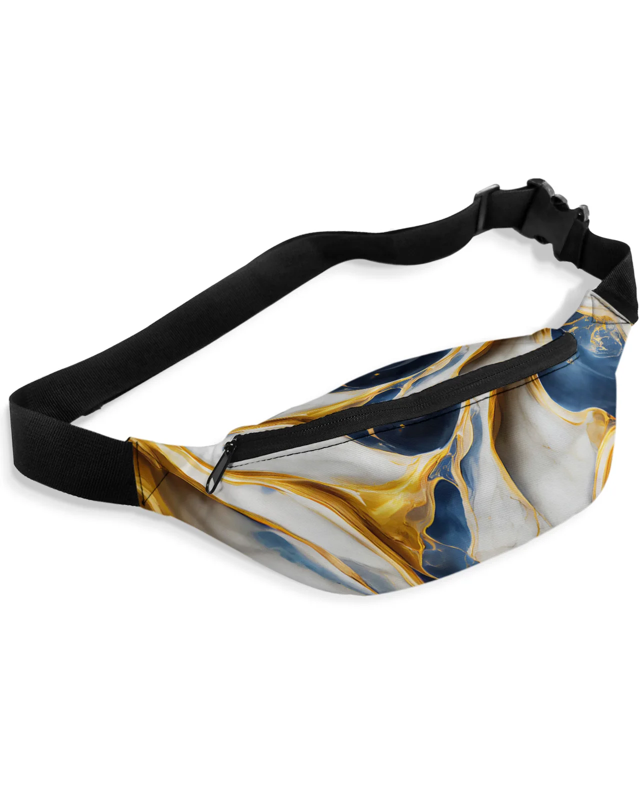 Marble Texture Blue Waist Packs for Women Waterproof Outdoor Sports Waist Bag Unisex Crossbody Shoulder Bag