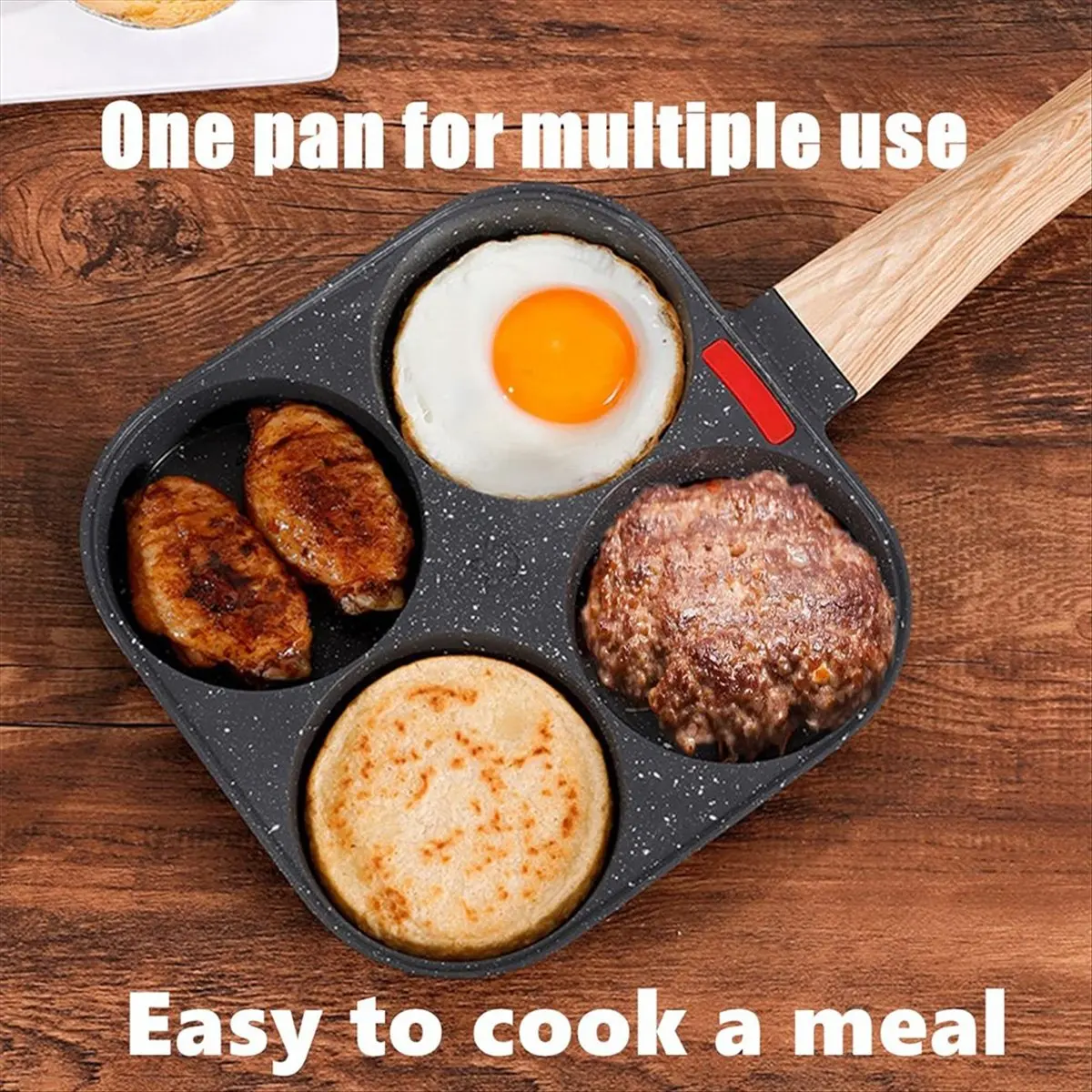 FOR HOME 4 Cup Egg Pan Nonstick and Healthy Egg Frying Pan Versatile Breakfast Skillet for Eggs Pancakes Plett Crepes-A