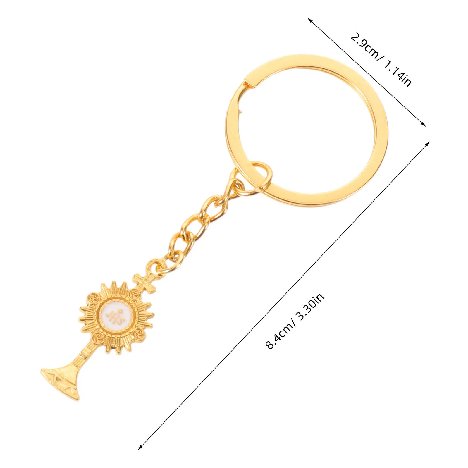 10Pcs Catholic Religious Keychain Metal Monstrance Cross Baptism Party Souvenir First Communion Gift Keepsake Religious Keychain