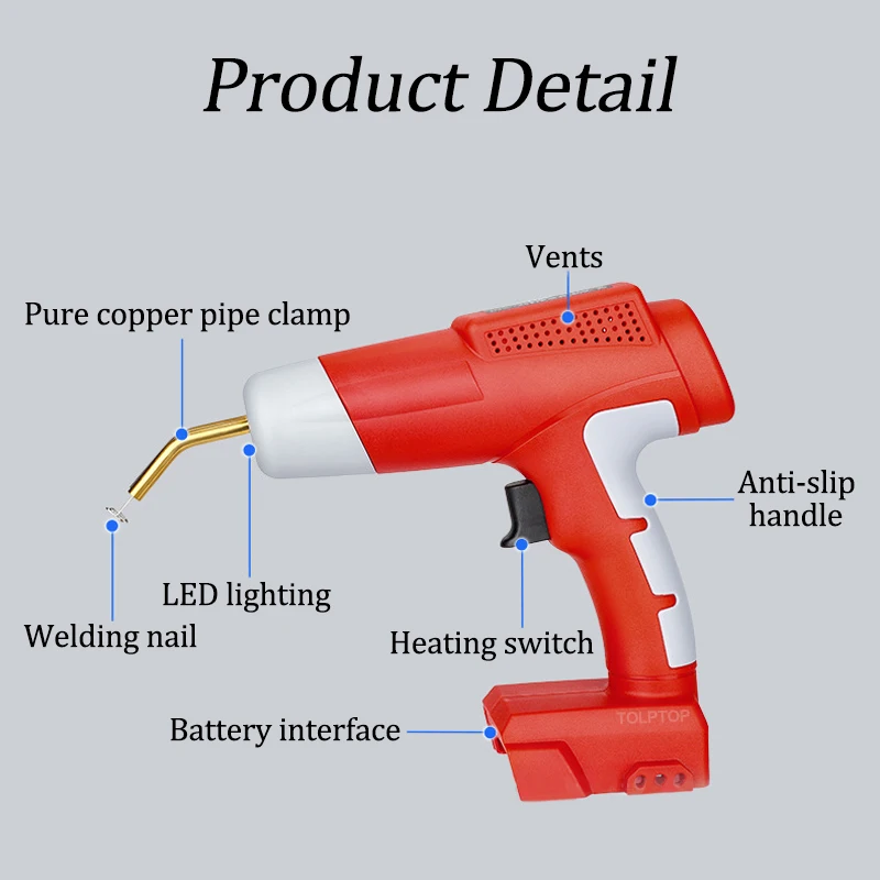 Cordless Plastics Welding Machine Portable Welding Gun Hot Stapler Welder for Makita/Dewalt/Milwaukee/Ryobi 18V Li-ion Battery