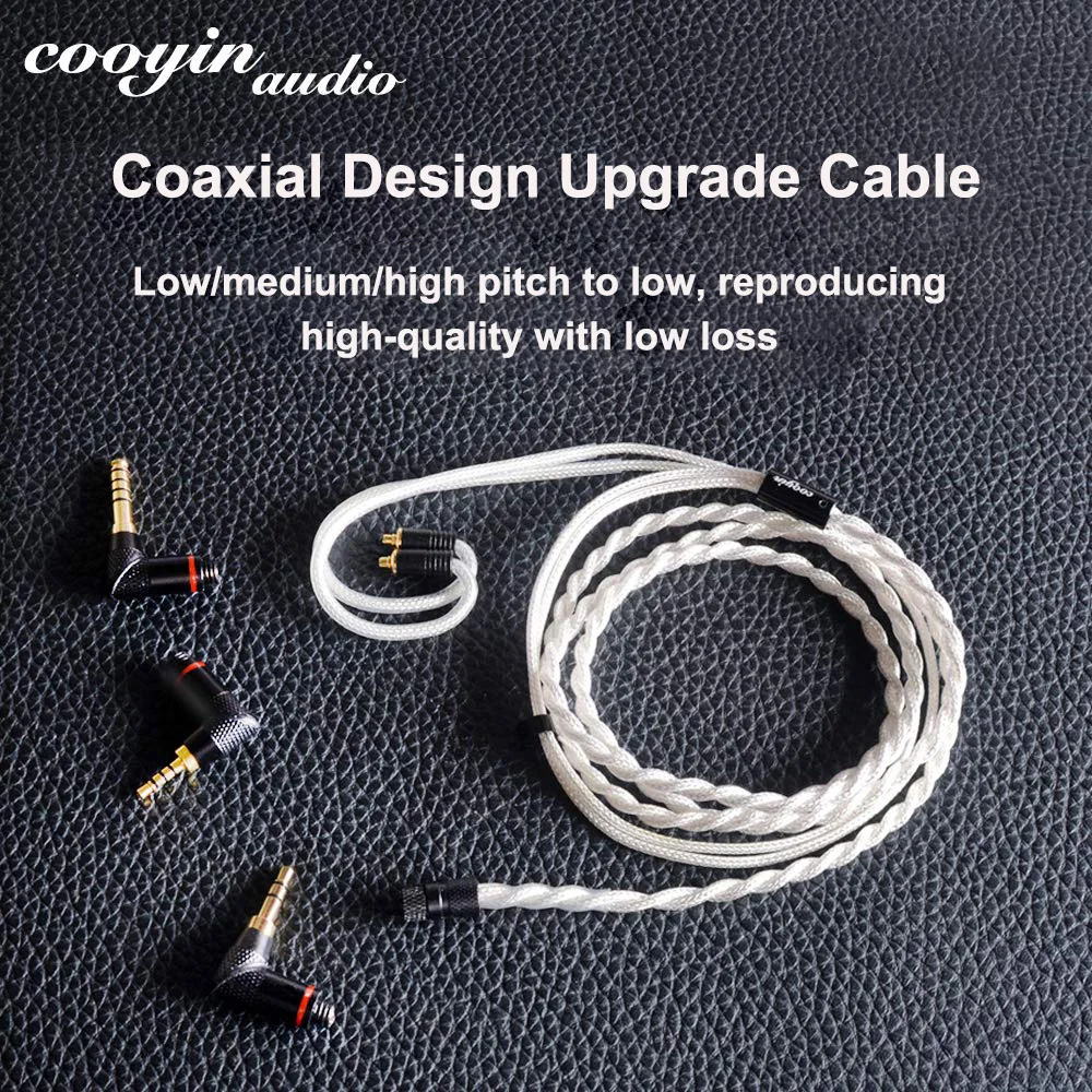 Cooyin 3 in 1 Earphone Replacement Cable Set for QDC/0.78MM 2 PIN/MMCX 2.5/3.5/4.4mm Silver Plated Plug HiFi Balance Audio Cable