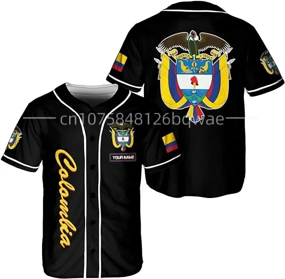 2025 New Colombia Custom Your Name Baseball Jersey Shirt Baseball Shirt 3D Printed Men's Shirt Casual Shirts hip hop Tops