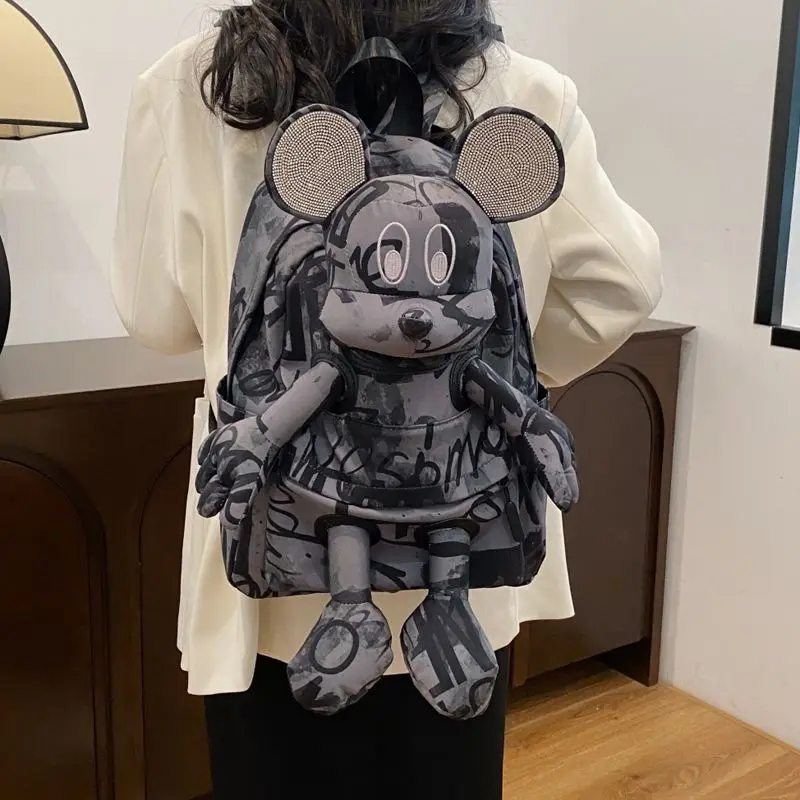 2024 New Disney Mickey Shoulder Bag Tide Cute Cartoon Doll Mickey Mouse Student School Bag Backpack Tide