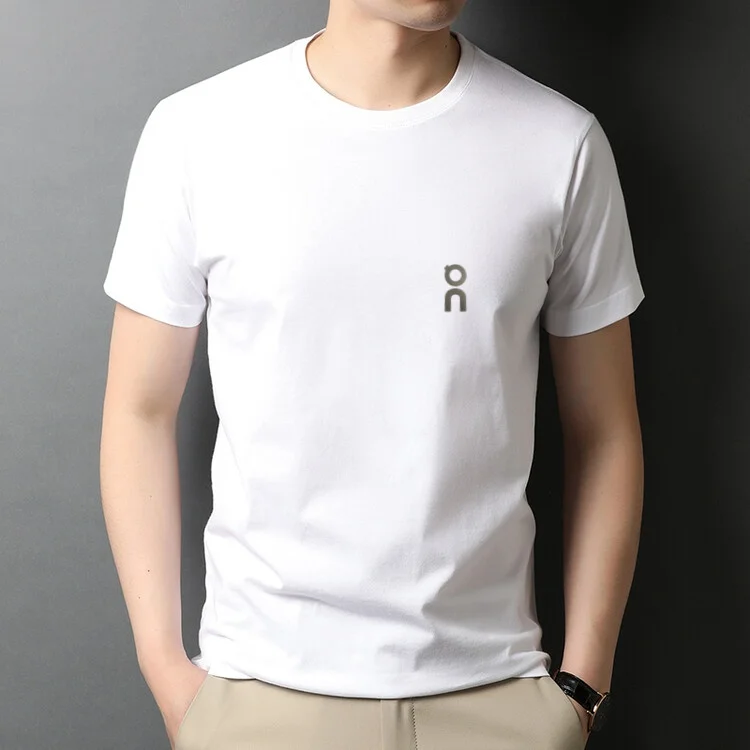 

Мужская летняя футболка из 100% чистого хлопка с короткими рукавами и круглым вырезом, мужская базовая футболка из синьцзянского хлопка с половиной рукавов