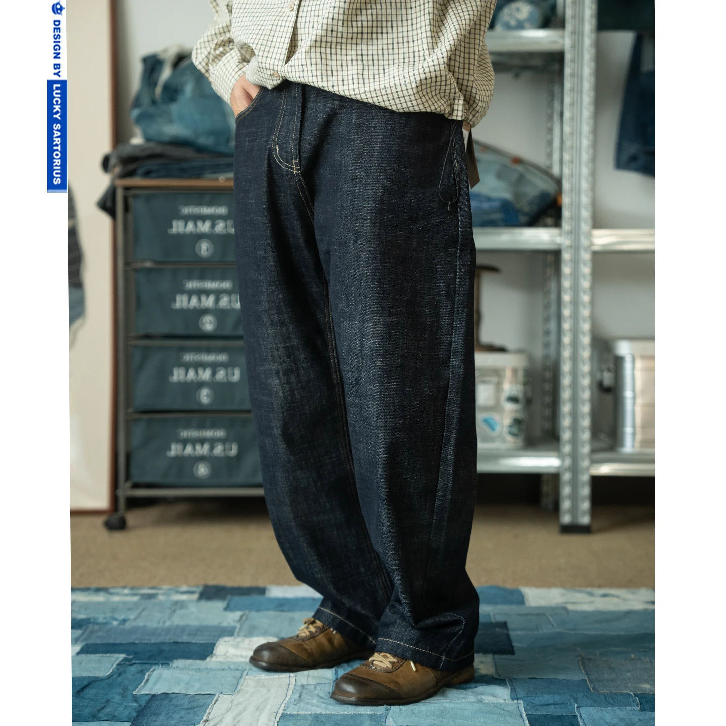 

14OZ High Gram Weight Simple Straight Leg Wide Leg Original Color Washed Jeans Men Women Casual Long Pants Cotton Polyester B...