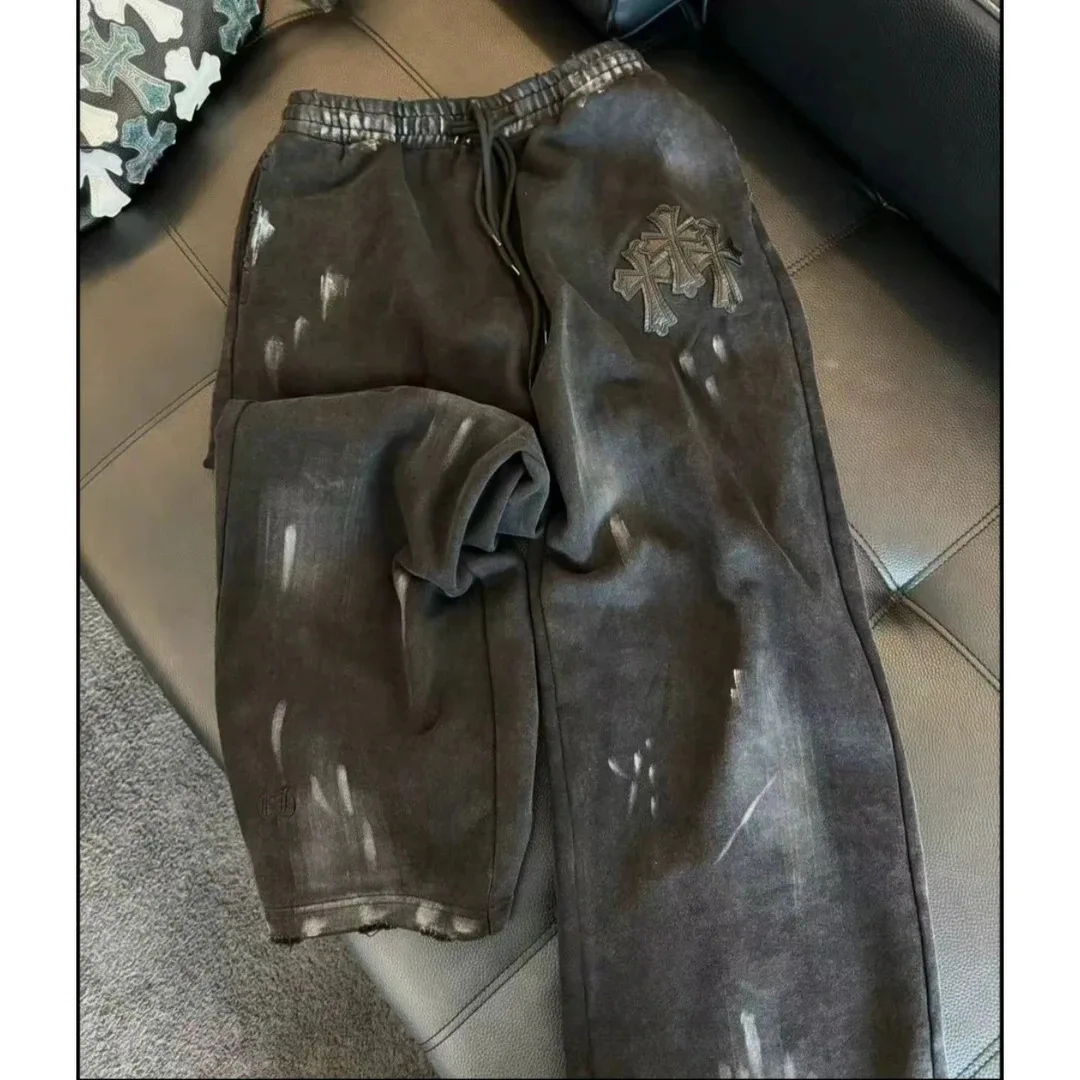 

Rebornmoi Heavyweight Casual Plaid irt Men's Lady CY473 Loose Straight Leg Pants mid Waist Casual Wear Other Material