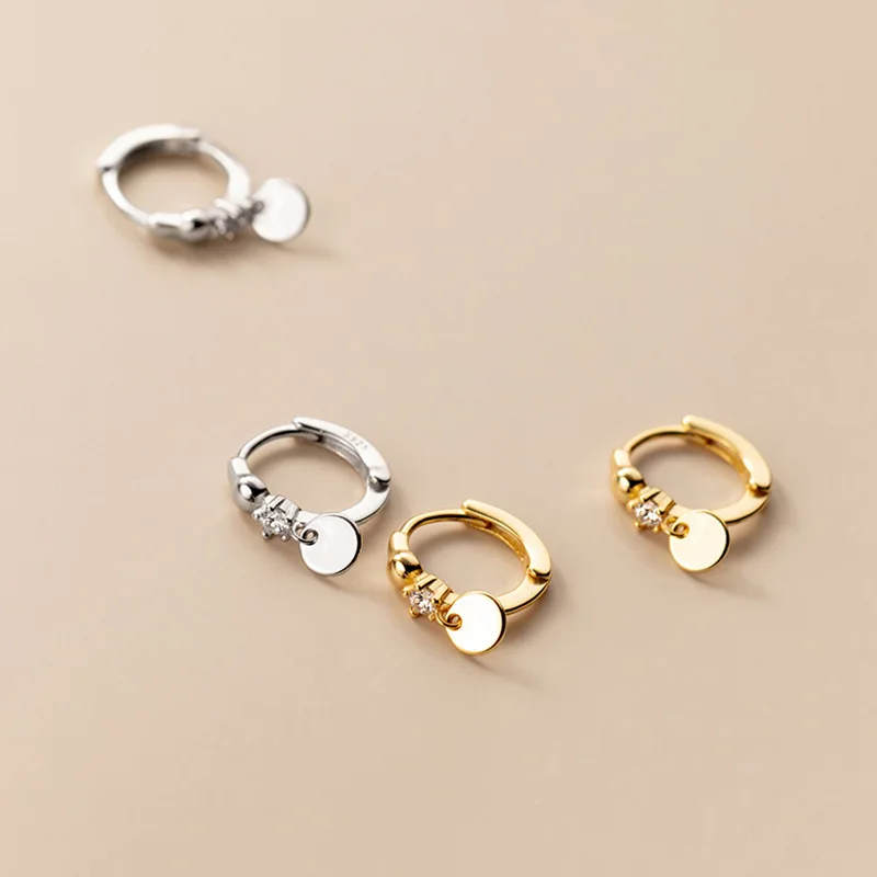 New Stainless Steel Gold Color Cubic Zirconia Minimal Hoop Earrings For Women Small Round Cartilage Earring Piercing Jewelry