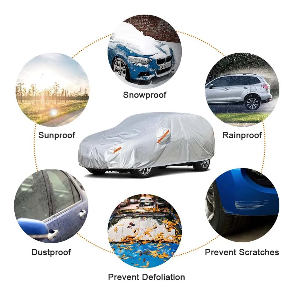 Kayme Universal Car Covers Outdoor Protection Exterior Snow Cover Sunshade Dustproof Waterproof Fit Sedan SUV Hatchback