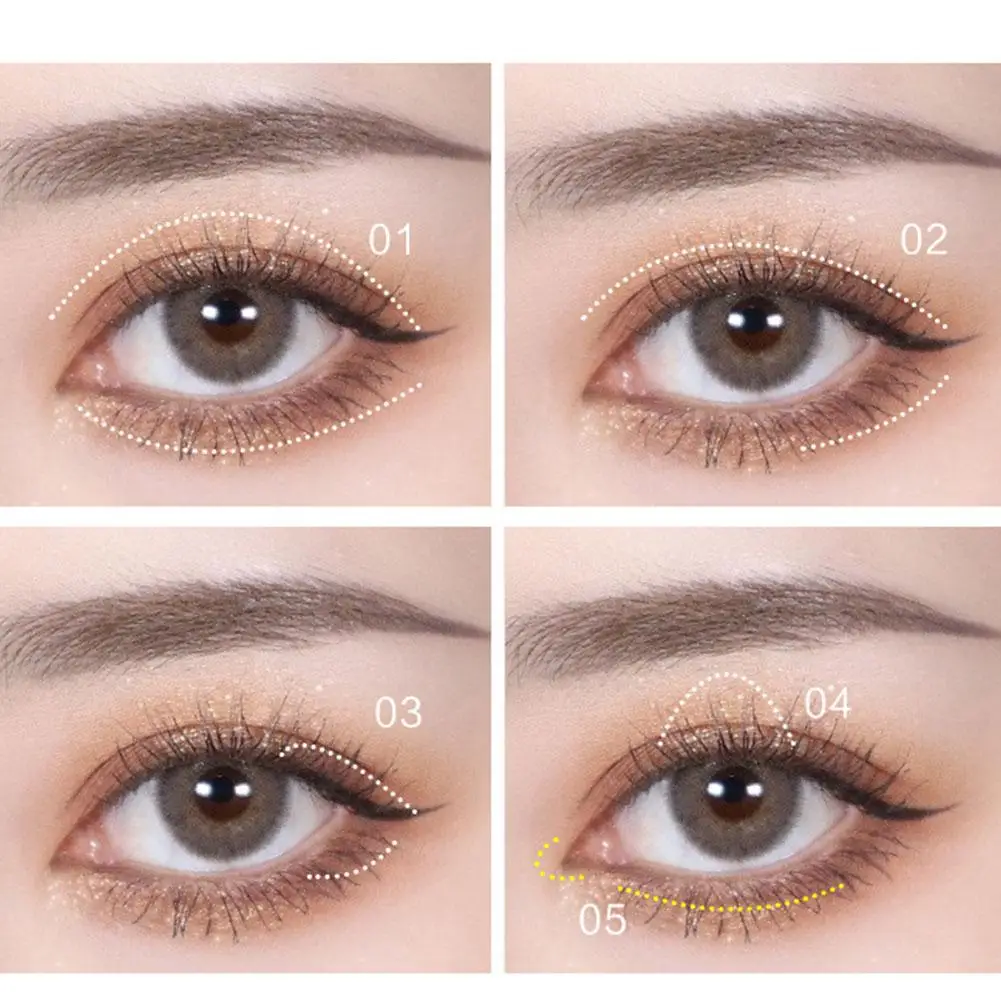 Paleta de Sombras com 9 Cores, Sombra Chocolate, Fosco Perolado, Cor Terra, Lantejoulas Brilhantes, Pigmentos para os Olhos, Maquiagem Duradoça