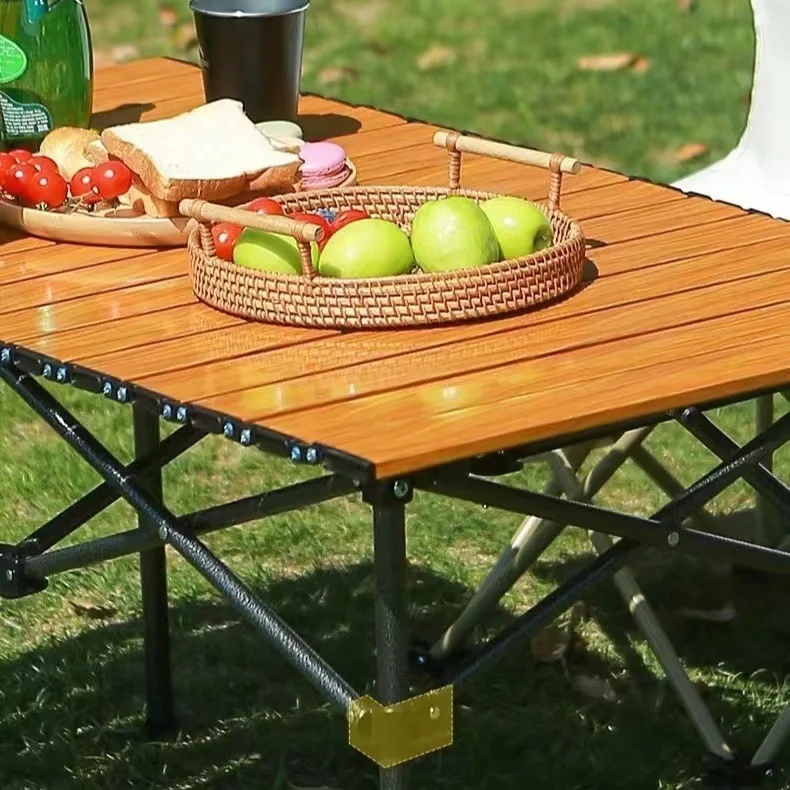 

Wood Grain Color Table Camping Barbecue Supplies Essential Egg Roll Table Outdoor Folding Table Portable Camping