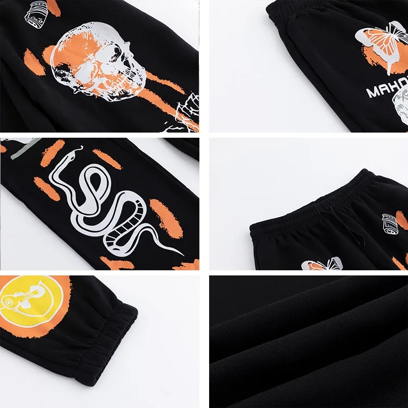 2025 الخريف الشتاء الكرتون الجمجمة المطبوعة Y2K Harajuku الشارع الشهير Sweatpants السراويل Sweatpants غير رسمية Y2K النساء Sweatpants ركض #5