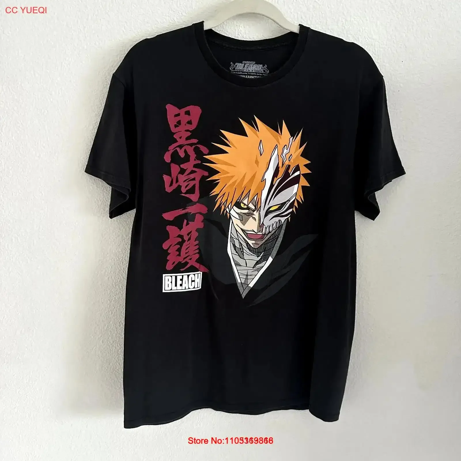 Bleach Ichigo Shonen Jump Anime Black  T Shirt Size M vintage Washed Stylish fashion streetwear homme Casual Unisex Comfortable