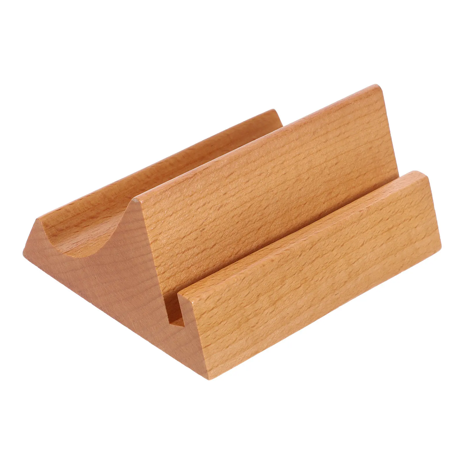 

Wooden Desk Organizer Stand with Dual Slots for Calendar and Phone Tabletop Display Base for Cards Photos Cellphone Holder