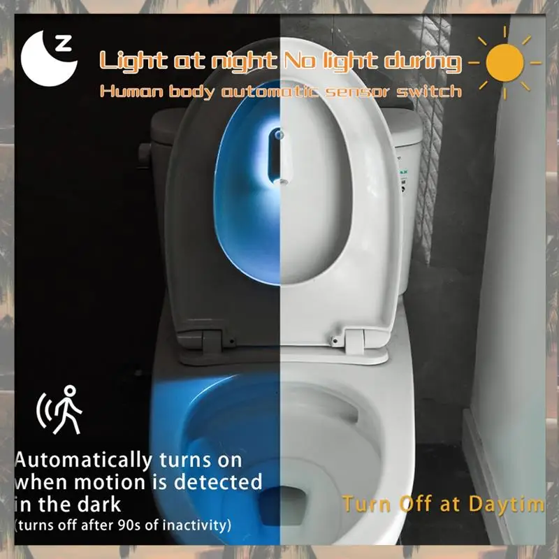 A70U Neue Motion Sensor LED Nachtlicht Projektor Für Badezimmer Korridor, Bunte Wiederaufladbare Toilette Wand Lampe