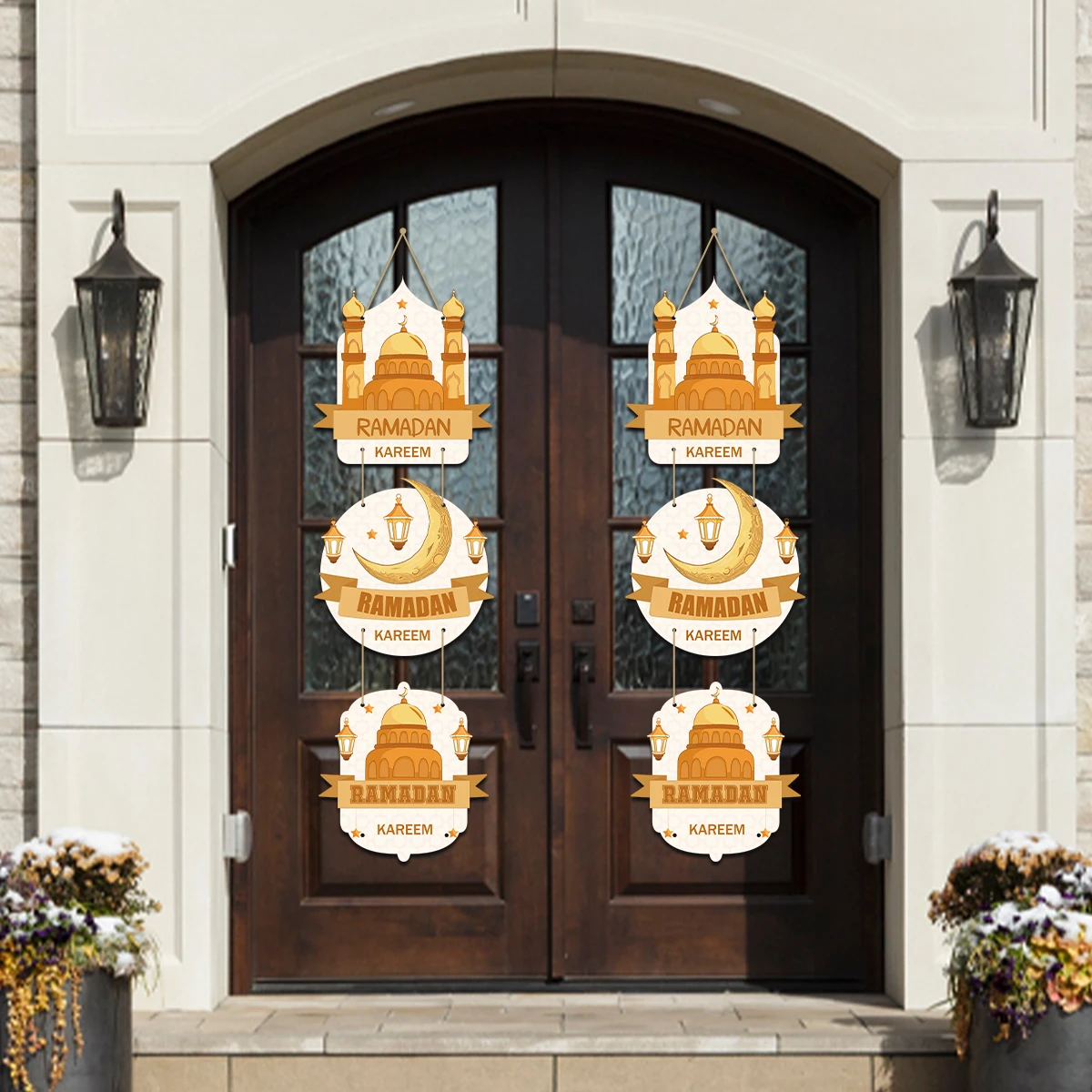 Eid Mubarak Door Hanging Flag Kareem Ramadan Decor for Home 2025 Ramadan Mubarak Islamic Muslim Party Decor Happy Eid Al Adha