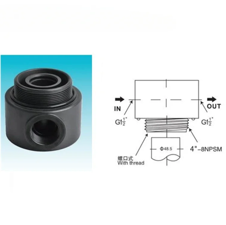 

Screw type adhesive 4 inch black two-way, center tube 1.5 inch, suitable for tank φ 400-φ 600mm