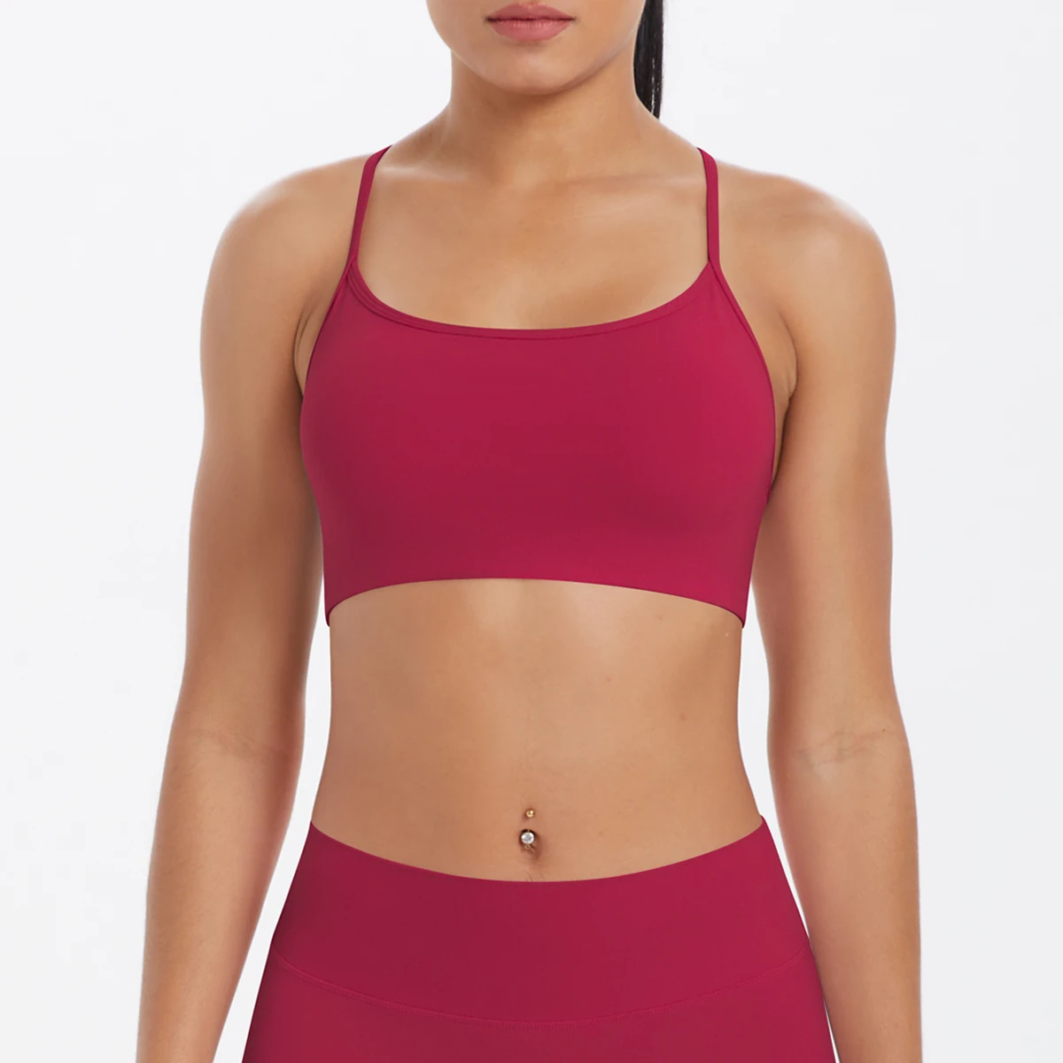 Tanktop für Damen, Yoga-BH, Yoga-Unterwäsche mit Brustpolster, einfarbig, schöner Rücken, Kreuz-BH, stoßfestes Workout-Top für Fitness und Laufen. – Detail 29