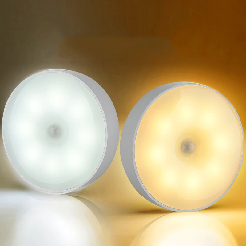 6PCS LED Intelligent Human Induction Night Lamp USB Charging LED Night Lights for Cabinet Wardrobe Staircase Kitchen Bedroom