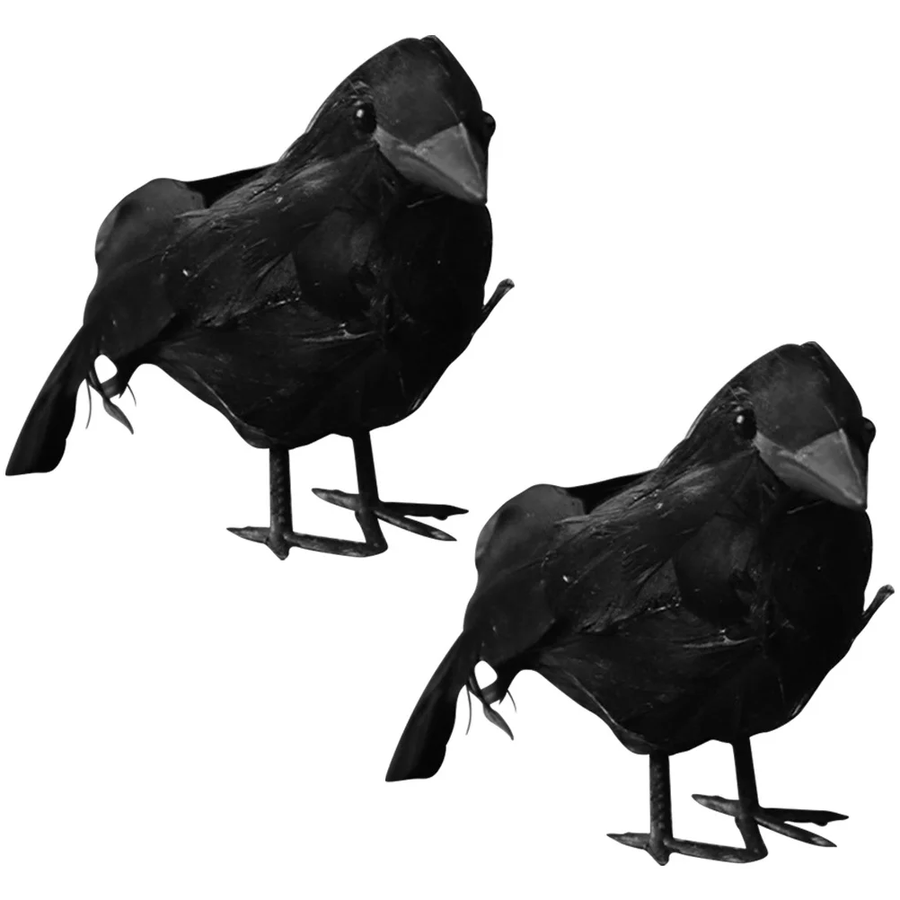

2Pcs Black Realistic Crows Halloween Decoration Spooky Ornament Haunted House Prop DIY Accessory Decor Crow Tricky Toy