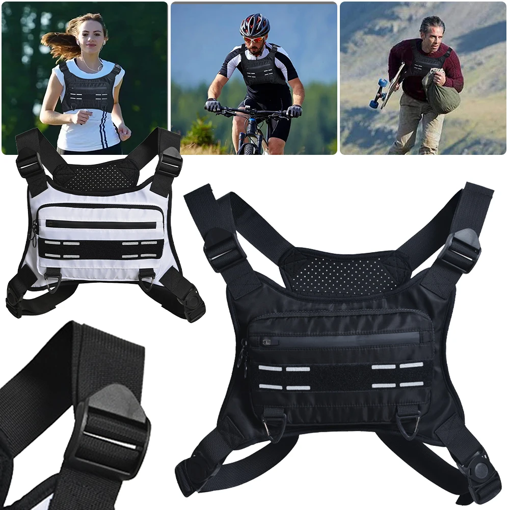 Leve peito Pack com cinta reflexiva, minimalista Running Pack, resistente à água, ciclismo e escalada