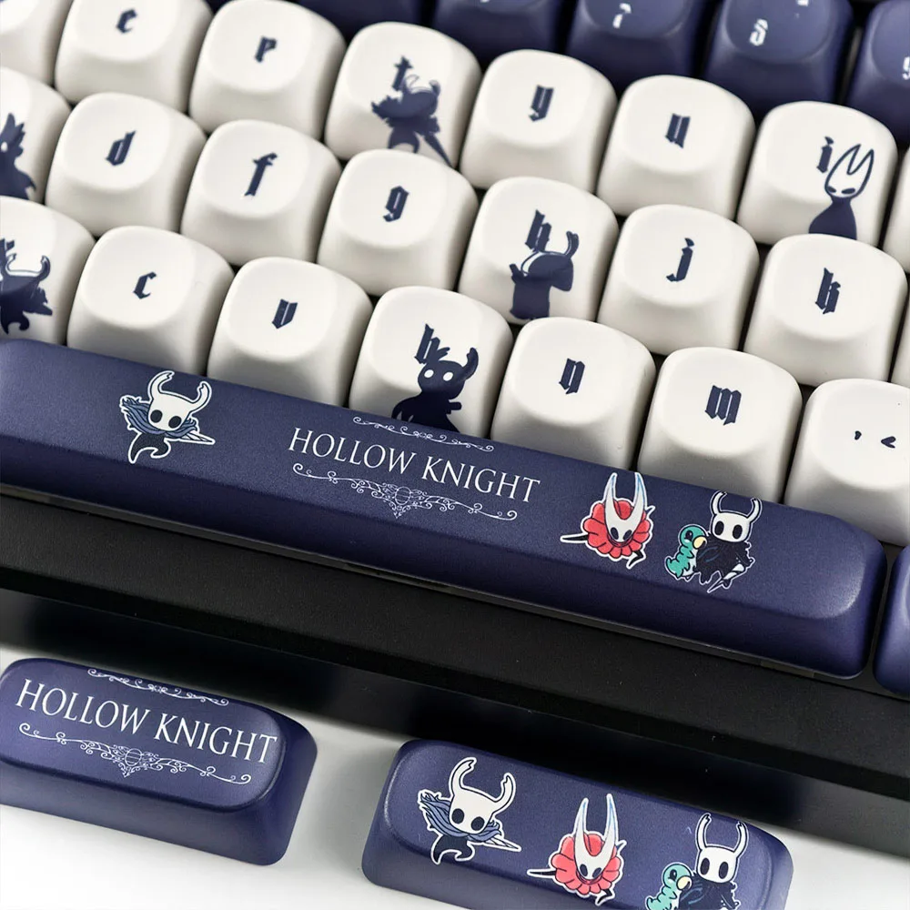 ホロウナイト ゲームキーキャップ MOA プロファイル ラウンド キュート ネイビーブルーとブラック メカニカルキーボードキャップ PBT昇華カスタムキーキャップ