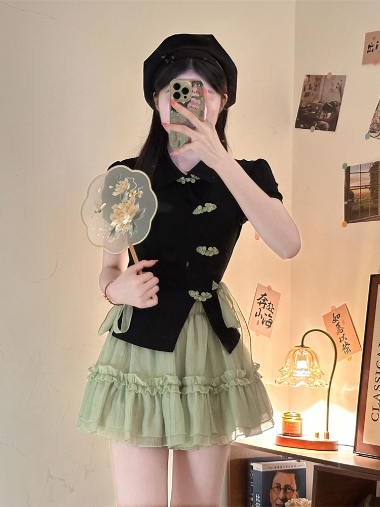 

Новый летний женский комплект в китайском стиле: сладкий и пикантный, с высокой талией, с открытыми плечами, на пуговицах, приталенный, из двух предметов...