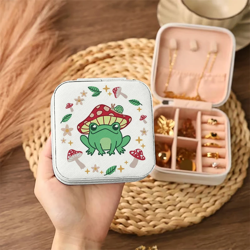 1pc Cute Frog Playing Banjo Portable Jewelry Storage Box, Simple Jewelry Organizer Box,Gifts Box For Women