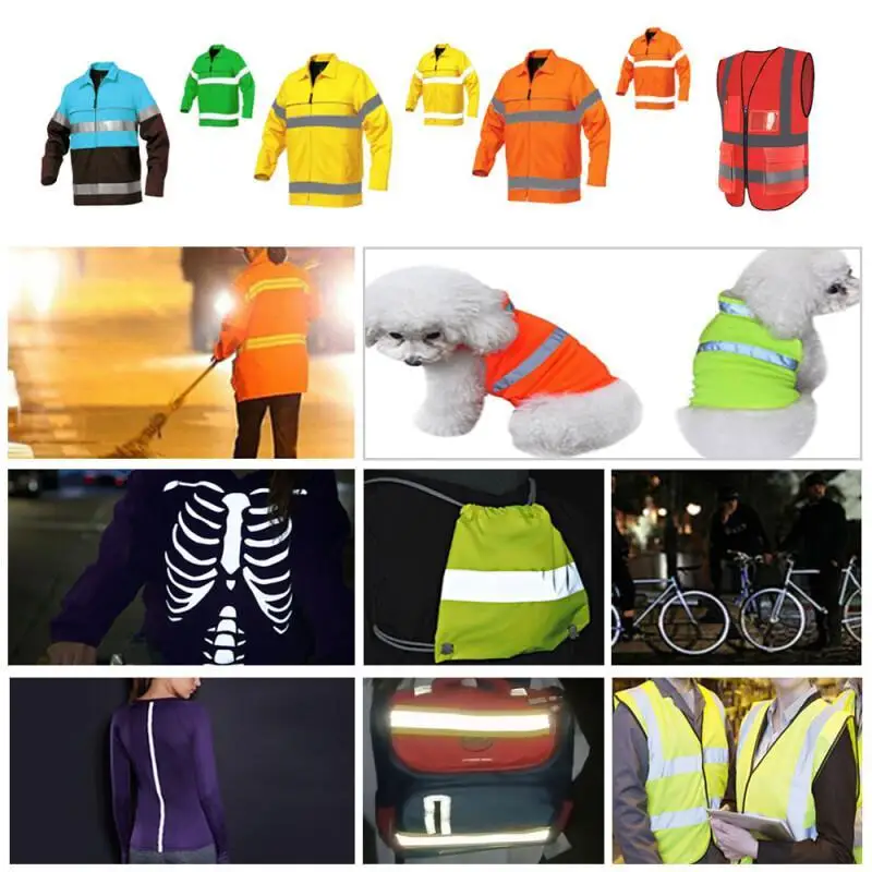 50mm/25mm /15mm/20mm/10mm Long High Visibility DIY Reflective Fabric Warning Safety Traffic Reflective Tape Sewing For Garment V