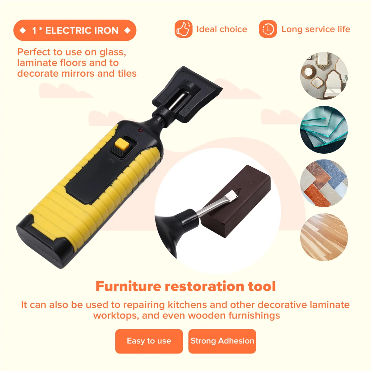 N18R Wood Floor Furniture Scratch Repair Kit , Laminate Repairing Kit with Melting Tool for Cracked Stone Crack Chip Ceramic