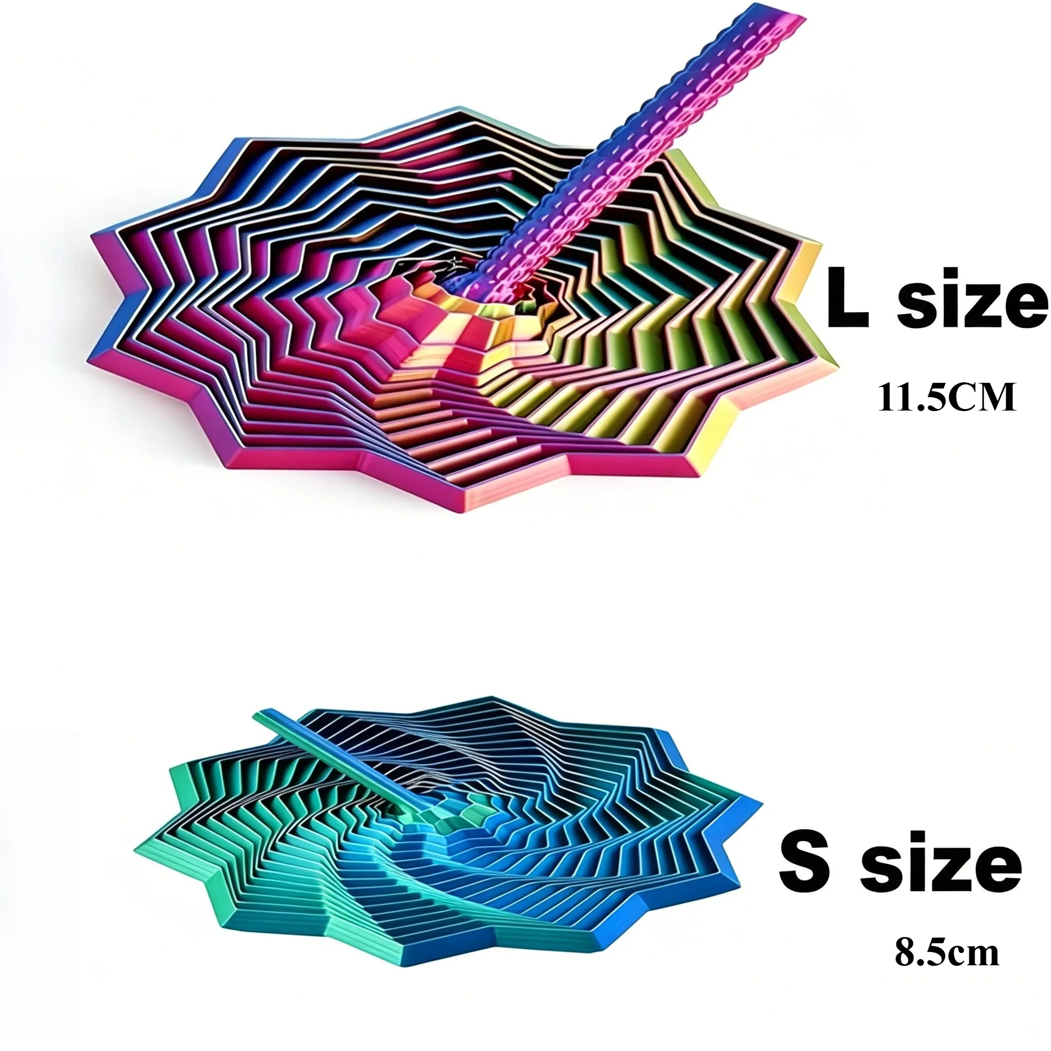 1Pc Random Color 3D-Printed Star Fidget Spinner - 2-Size Gradient Rotating Polygons, Expandable Sensory Desktop Decor & Stress