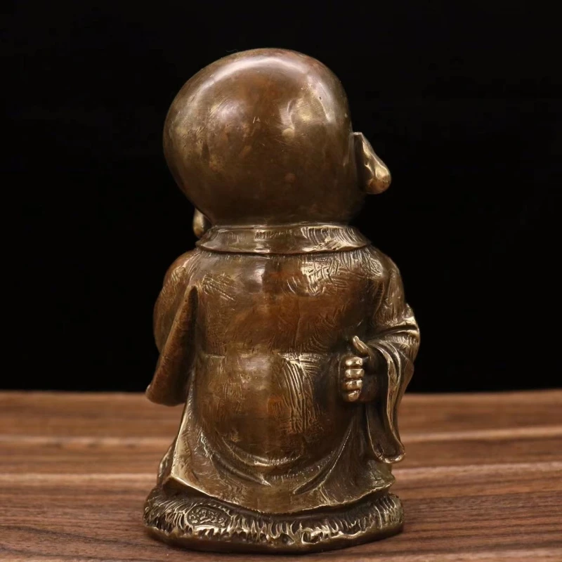 Cute And Follow fate Little Monk Retro Bronze Statue Decoration Home Desk Decoration