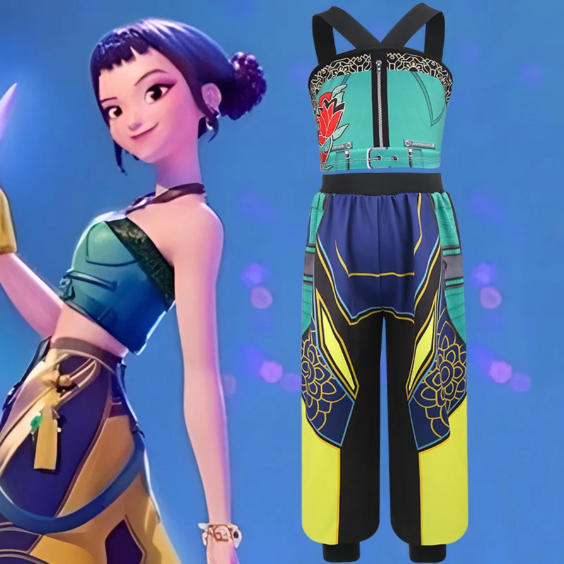 Costume Kpop pour filles, chasseurs de démons, Costume de Cosplay Zoey, Costume de spectacle de fête d'anniversaire, Halloween, carnaval, déguisement pour enfants de 3 à 12 ans