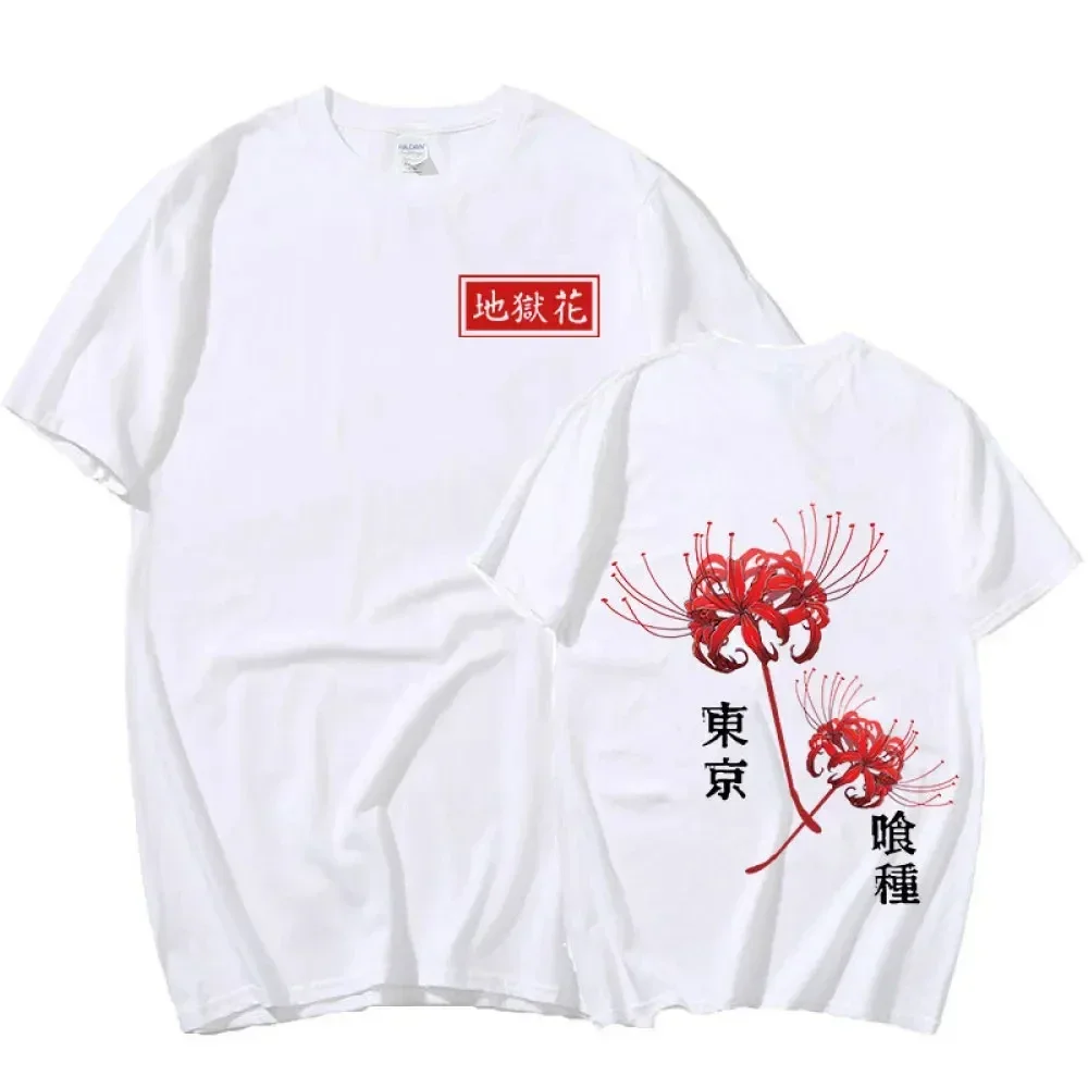 Anime Tokyo Ghoul Spider Lily T-shirt Men Women Cool Kane Kiken Graphic Print T-shirts Couples TeesOversized Streetwear