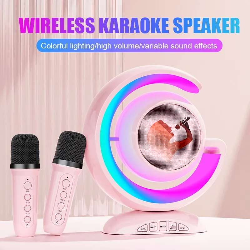 

TONGYOR Pink Bluetooth Speaker High Frequency speaker Portable 15W Music Speaker TF/USB/Wireless Ambient Light with Microphone