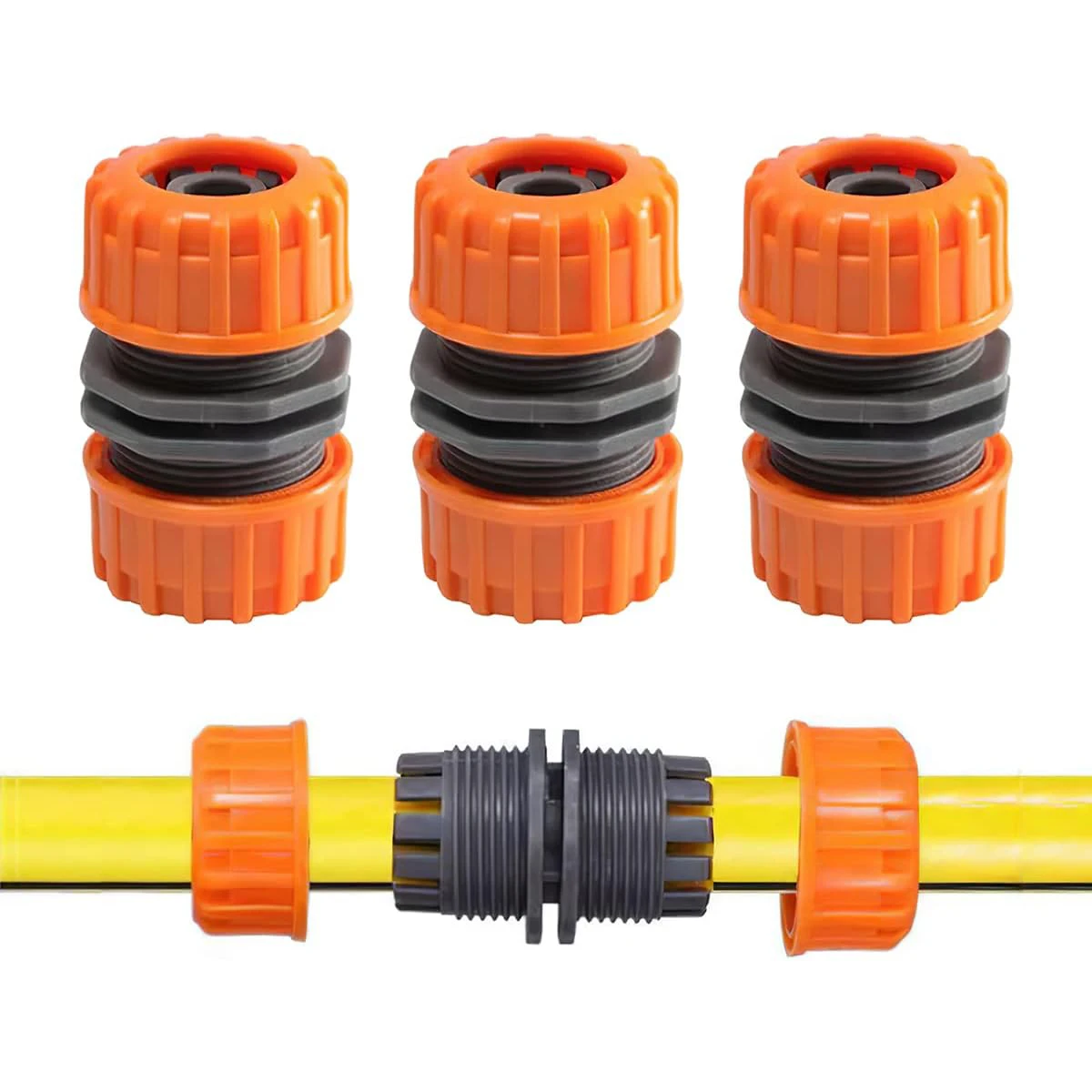 Kit di Riparazione per Tubi da Giardino a Prova di Perdite, 3 Pezzi, Connettori Maschio da 1/2" e 3/4" per Tubi Espandibili, Adattatori e Parti di Ricambio