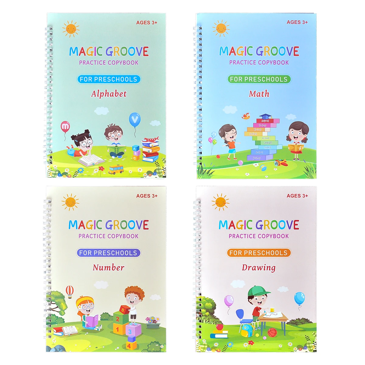 Sank Magic Practice Copybook Pen Preschools Kids Calligraphy English Verison Free Wiping Children Reusable Writing Book