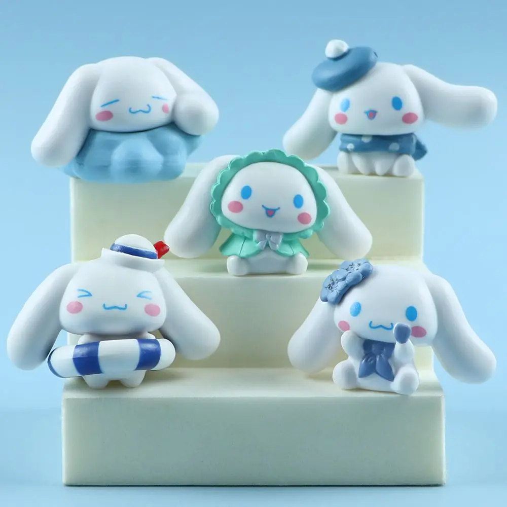 5pcs/Kawaii Sanrio Figures Cinnamoroll Gasha Anime Figure Cute Toy Model Hand Made Anime Dolls Toys Ornaments Gifts