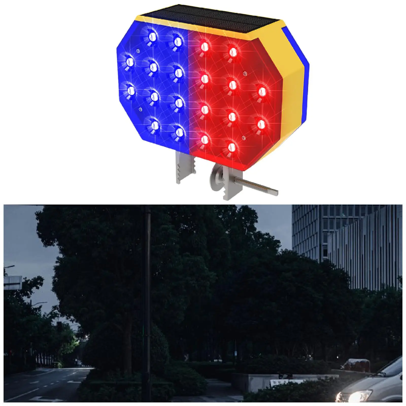 Solar Traffic Light Double Sided Warning Light for Community Entrances Dangerous Road Sections Intersections Construction Sites