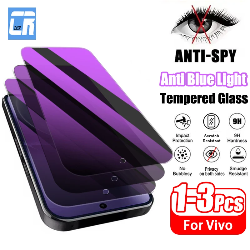 

1-3Piece Anti-Spy Blue-Ray Tempered Glass for Vivo X300 Ultra X200 Pro mini X200 FE X200s X100s X60 X80 Lite Screen Protectors