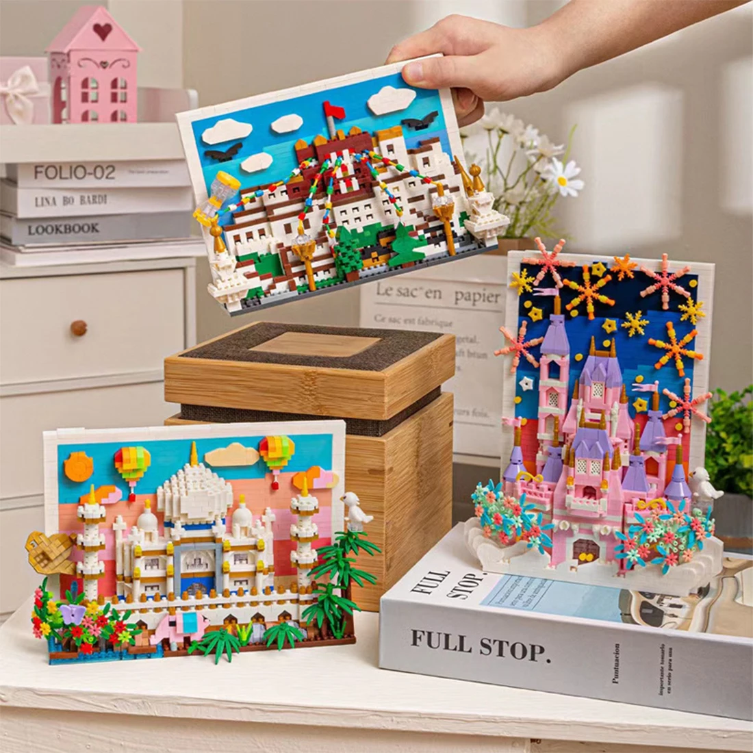 

3D Postcard Micro Building Blocks Assembled Castle Potala Palace Taj Mahal Model Mini Brick Figure Toys For Desktop Decorations