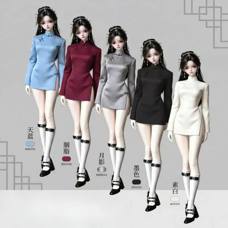 [Nur Kleidung im Angebot] 1/3 1/4 1/6 Republik China Schlankes Langarm-Cheongsam mit Seitenschlitz für BJD-Actionfiguren-Zubehör – Detail 3