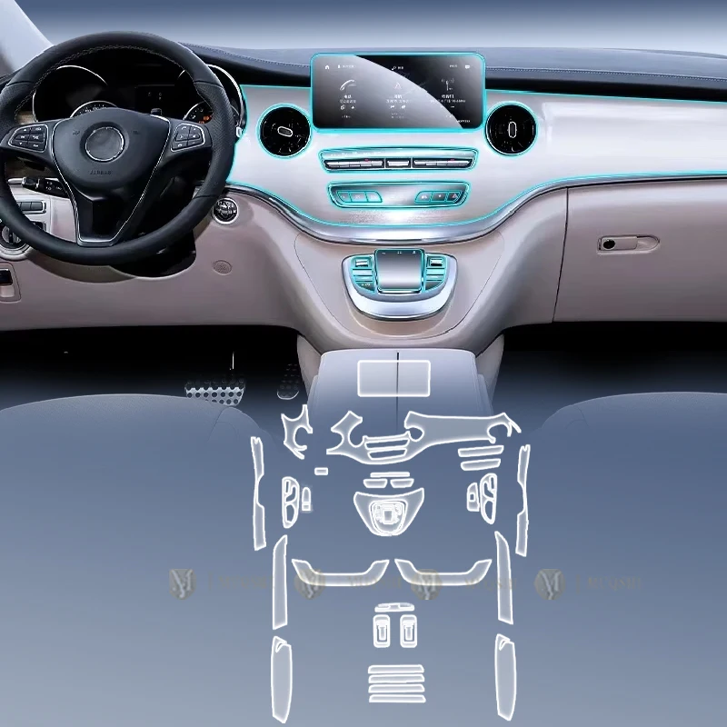 

For Mercedes Benz Class-V 2021-2025Car Interior Film Dashboard piano board Shift center console Anti-scratch transparent TPU PPF