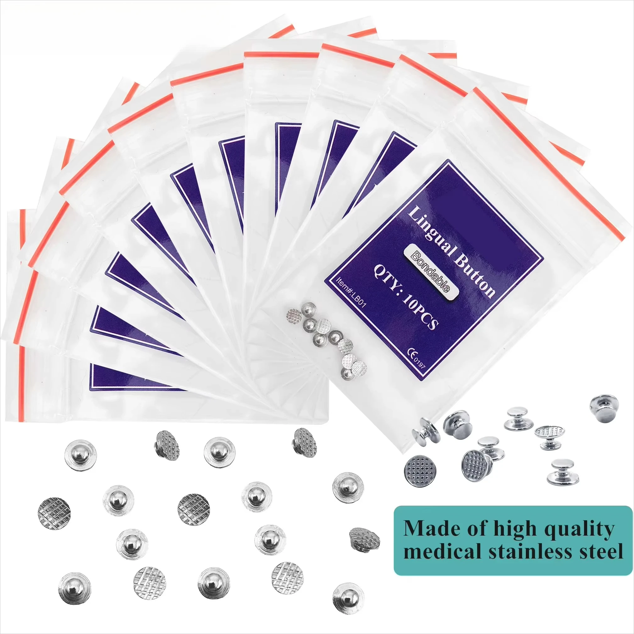 TOMENTY 100pcs Dental Orthodontics Lingual Button Bottom Mesh Base Metal Bondable Mesh Face Shape Dentistry Materials