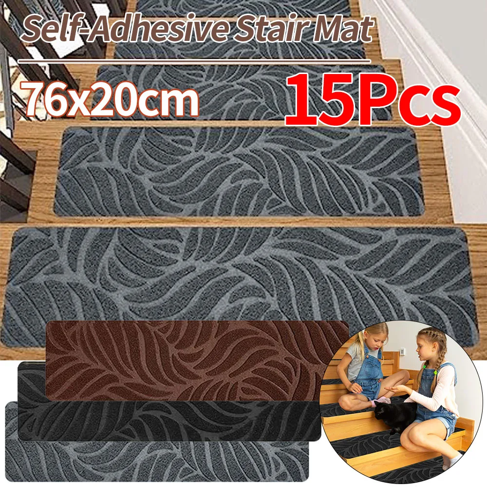 

Self-Adhesive Anti-Slip Step Pad 76x20cm Brushed Embossed Carpet Indoor Stairs Treads Carpet Living Room Stairs Steps Tread Mats