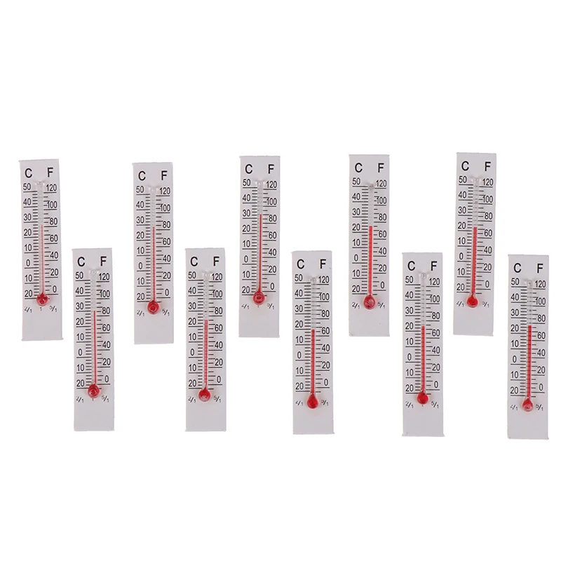 10 Pcs 5cmX1.1cm Miniature Paper Cardboard Thermometer Indoor -20-50 Celsius